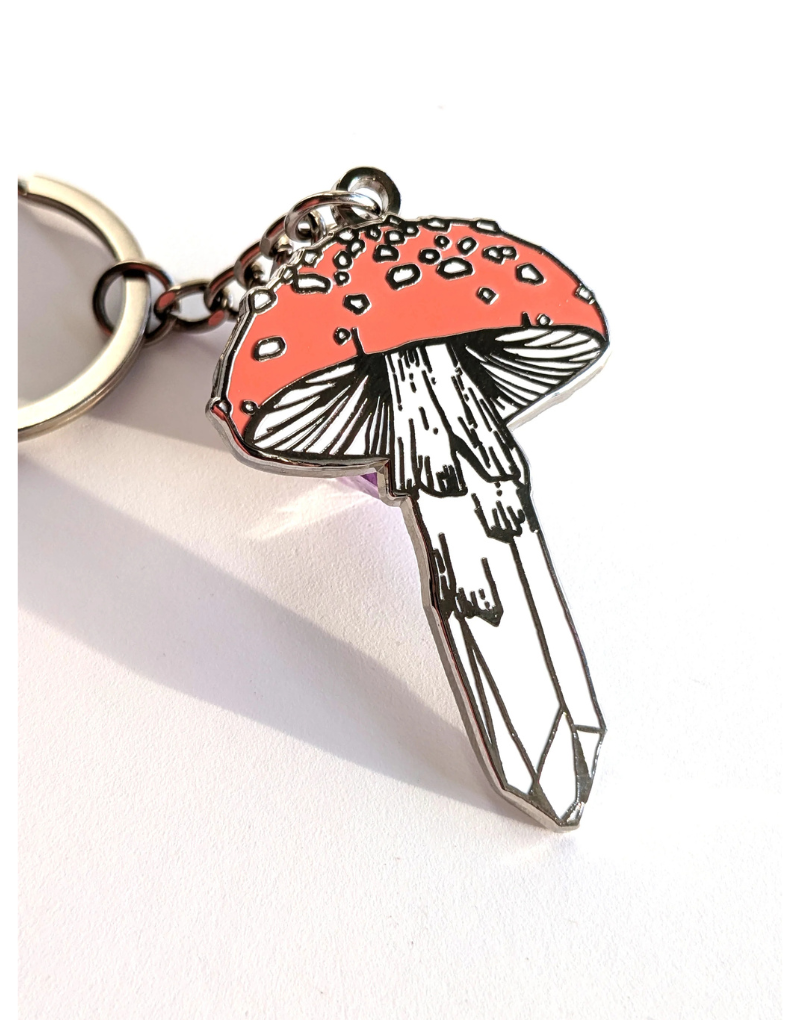 Crystal Mushroom Keychain