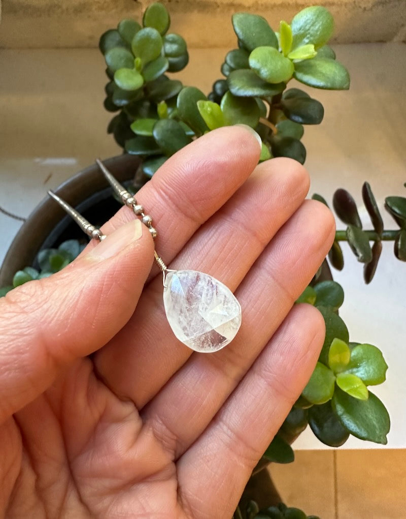 Moonstone Teardrop Facet Pendant LARGE - Rainbow