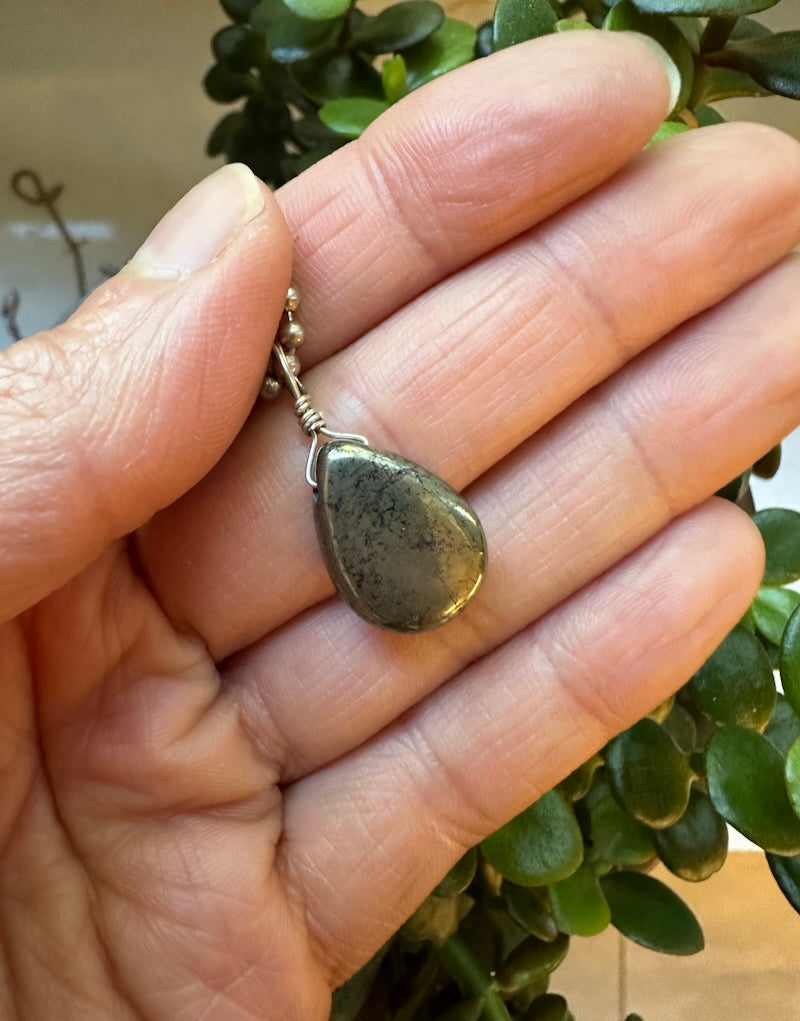 Pyrite Pendant - tear drop