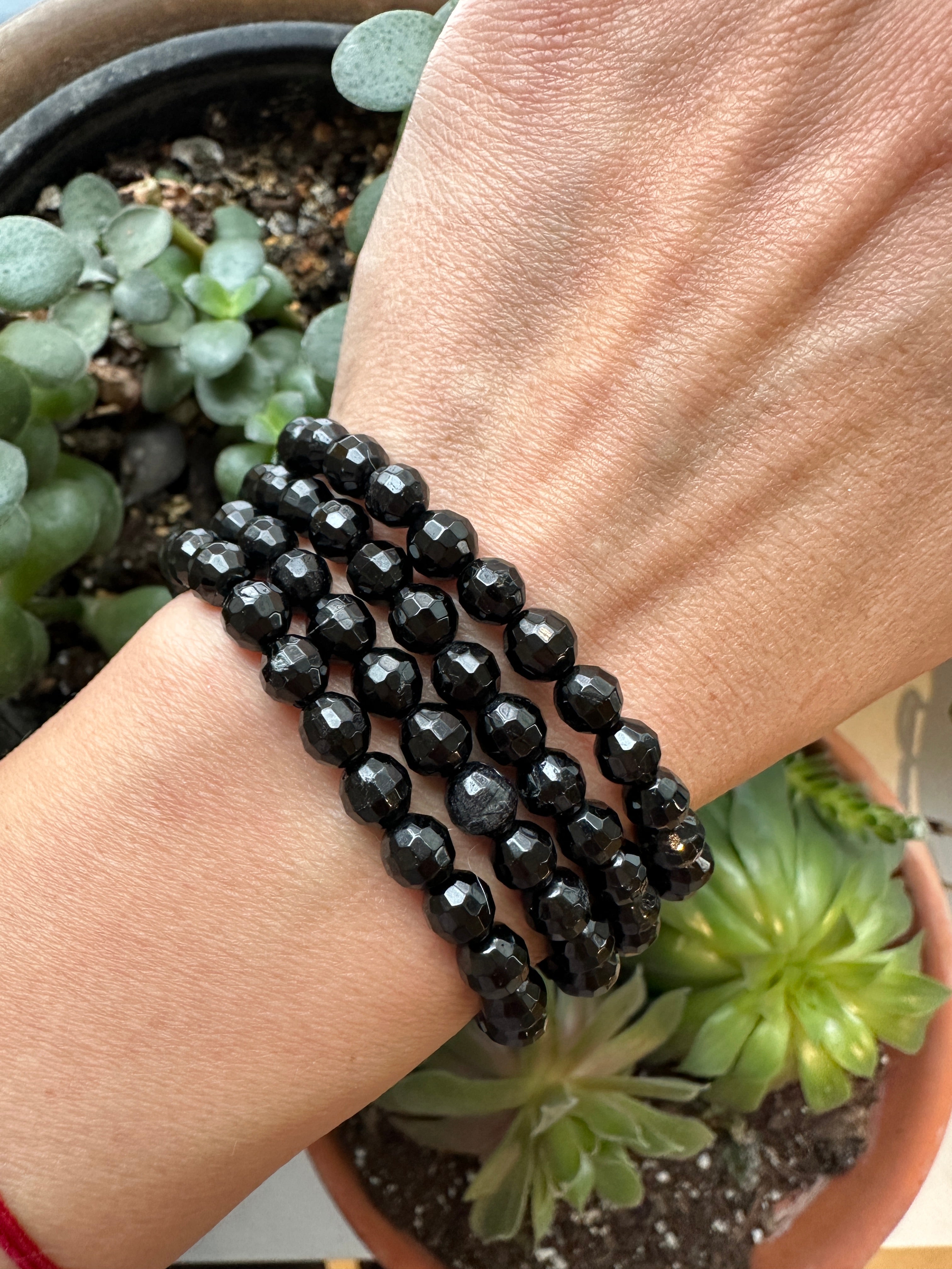 Tourmaline Black Bracelet- 6mm facet