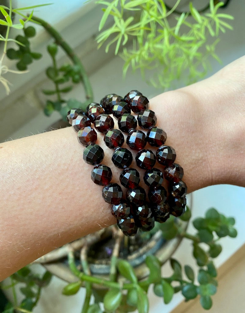 Garnet Red Bracelet- 8mm Facet