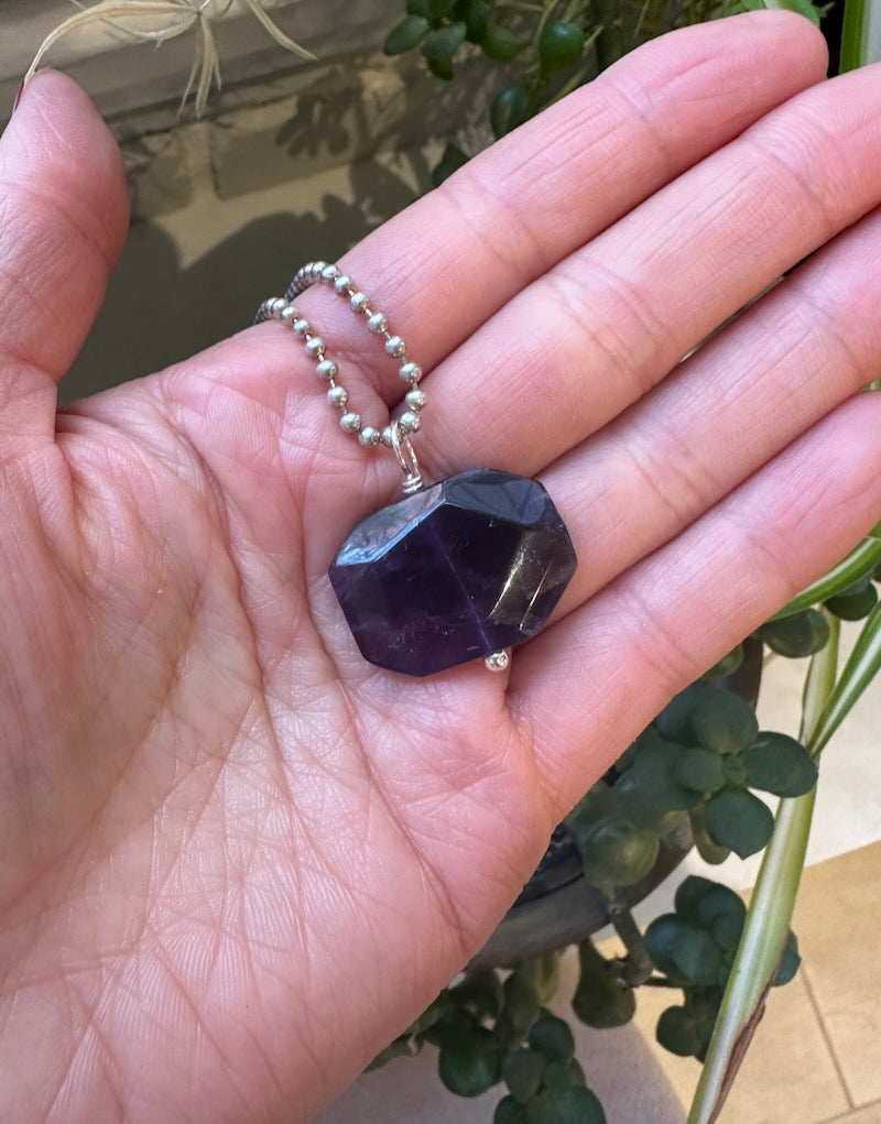 Amethyst Facet Rectangle Pendant