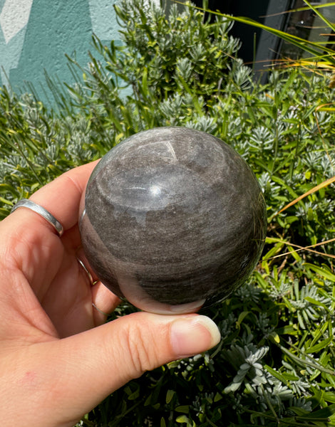 Silversheen Obsidian Sphere