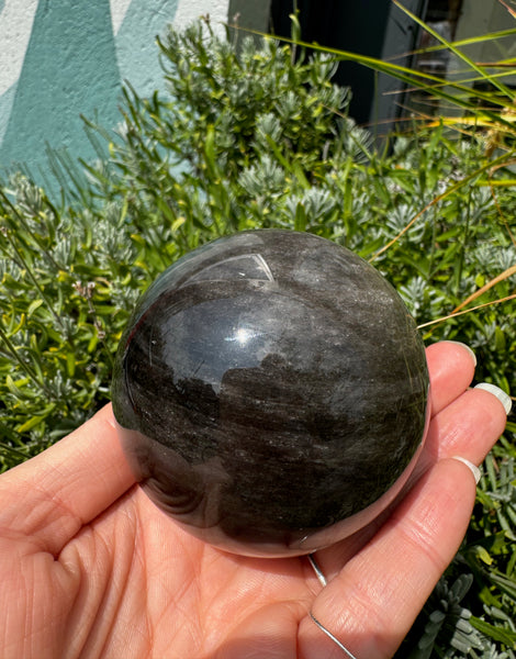 Silversheen Obsidian Sphere