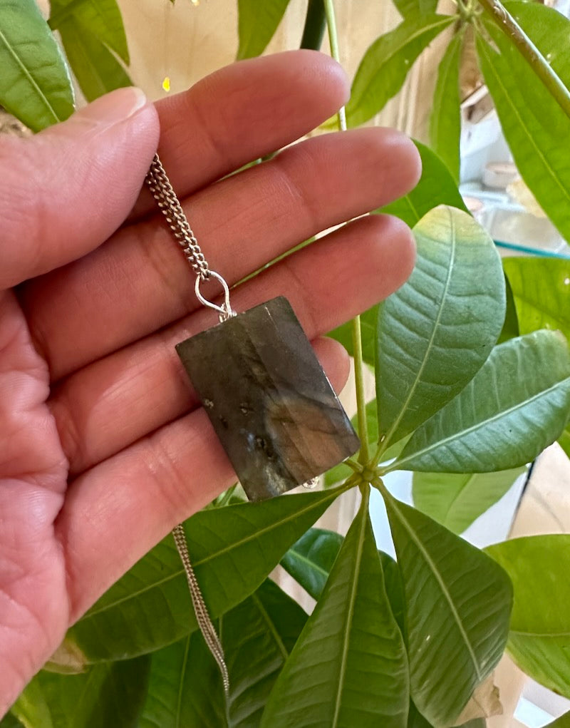 Labradorite Rectangle Facet Pendant
