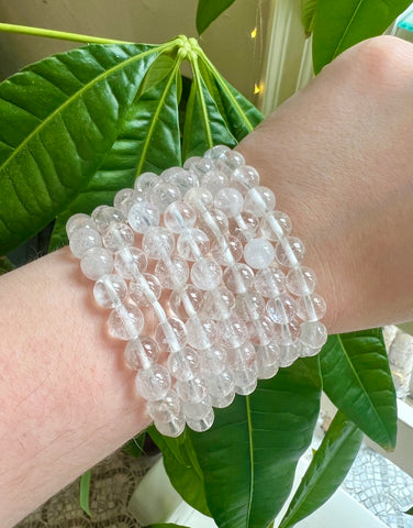 CLEAR QUARTZ - 8MM ROUND BRACELET