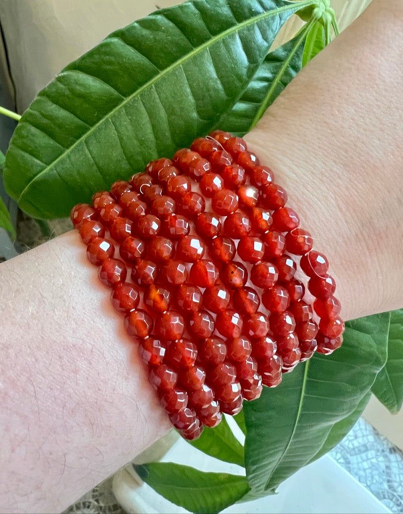 Carnelian 6mm Facet Bracelet