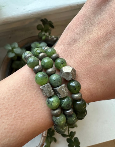 Jade BC w/ Pyrite Bracelet - 8mm  Round