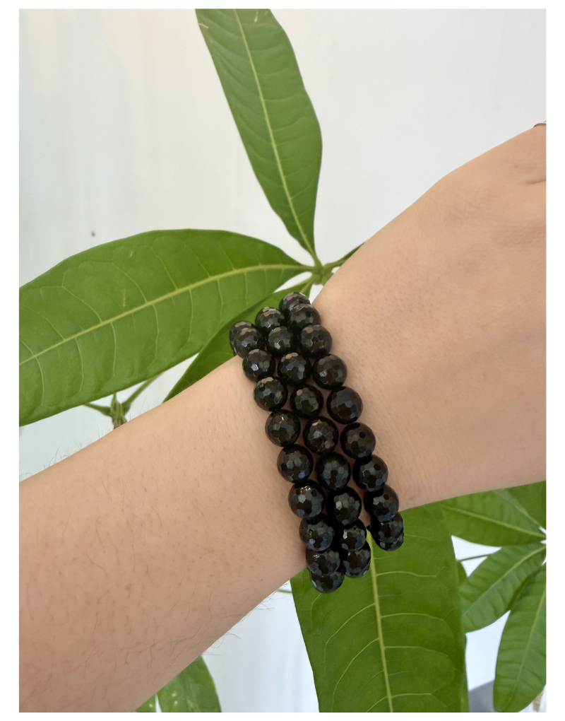 Black Tourmaline 8mm Facet Bracelet