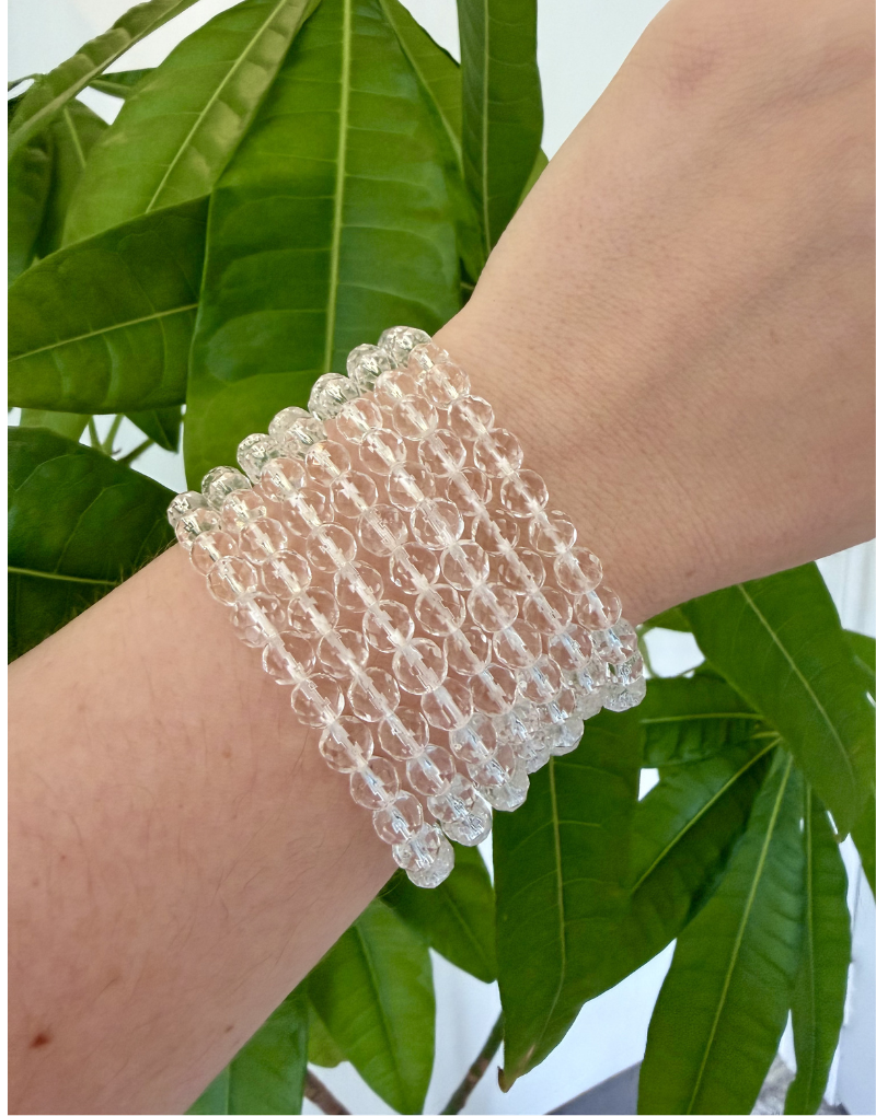 Clear Quartz 6mm Facet Bracelet