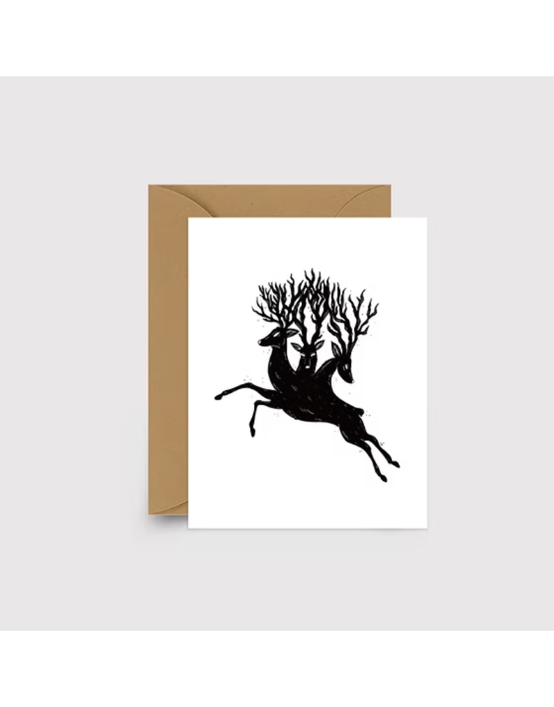 Three Headed Stag Greeting Card