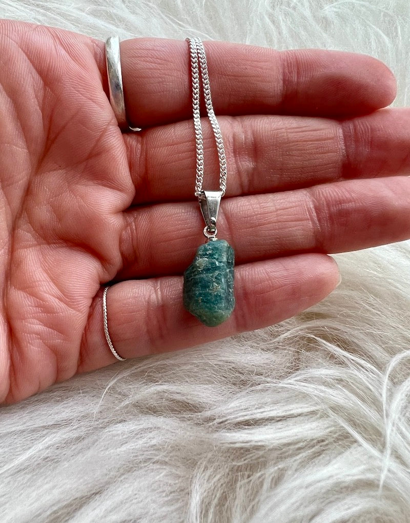 BLUE APATITE RAW PENDANT