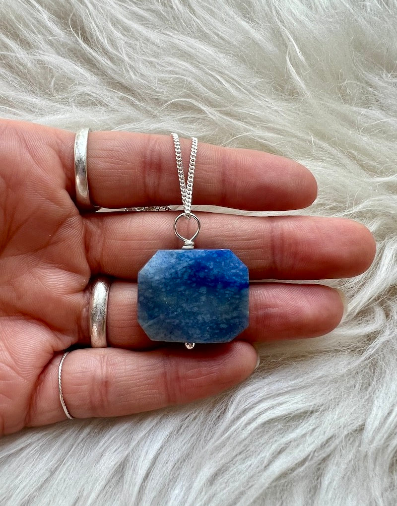 BLUE AVENTURINE FACET PENDANT