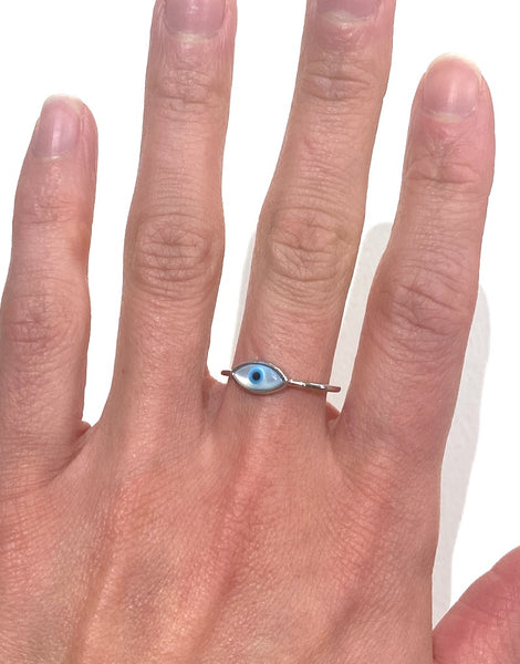 Evil Eye Silver Ring Oval