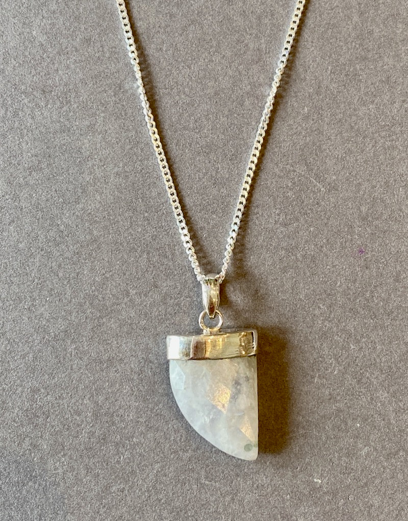 MOONSTONE - RAINBOW CLAW PENDANT - FACET
