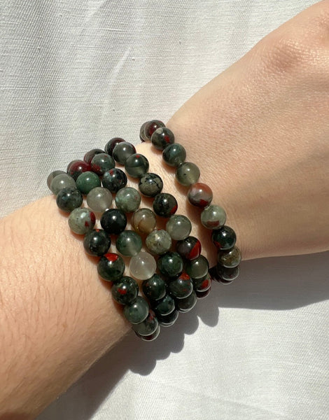 BLOODSTONE 8MM ROUND BRACELET