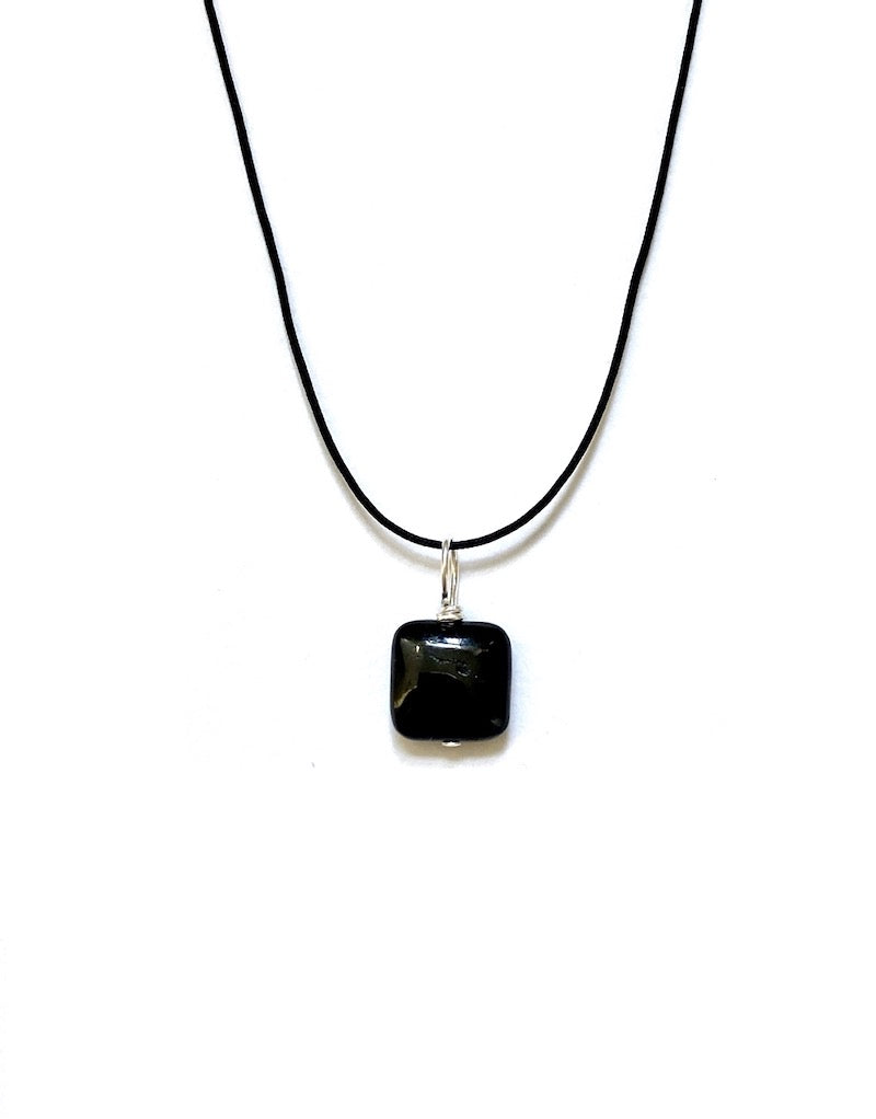 Tourmaline -Black Square Pendant