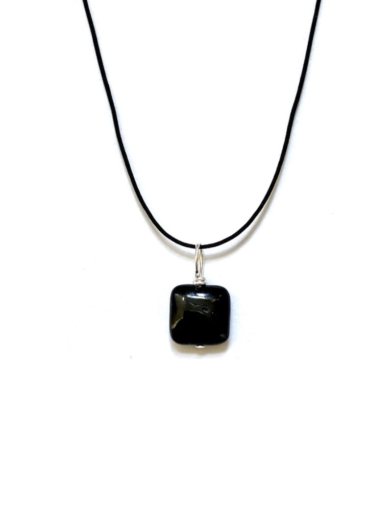 Tourmaline -Black Square Pendant